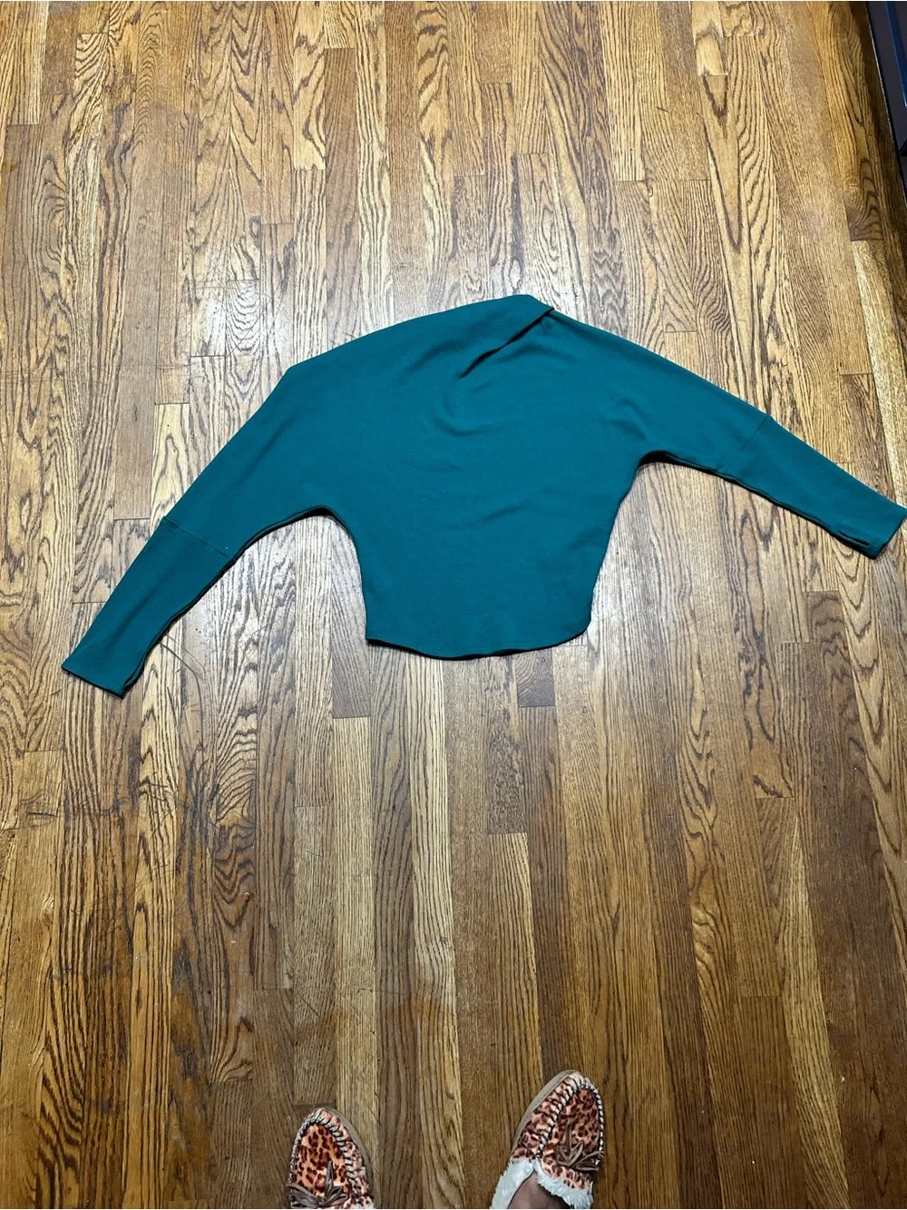 Free People Boat Neck Thermal Top – XL – Deep Teal Boho Oversized Cozy